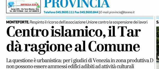 Articolo dell'Area sulla moschea di Monteforte