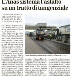L’ANAS sistema l’asfalto su un tratto di tangenziale