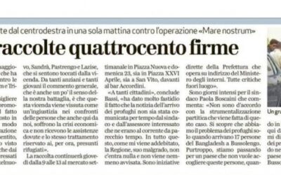 Caso profughi, raccolte 400 firme