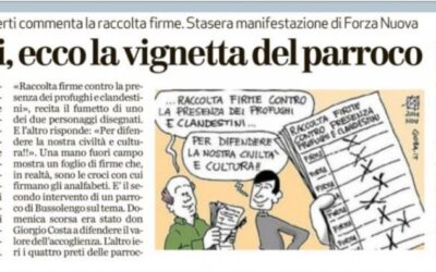 Profughi, ecco la vignetta del parroco