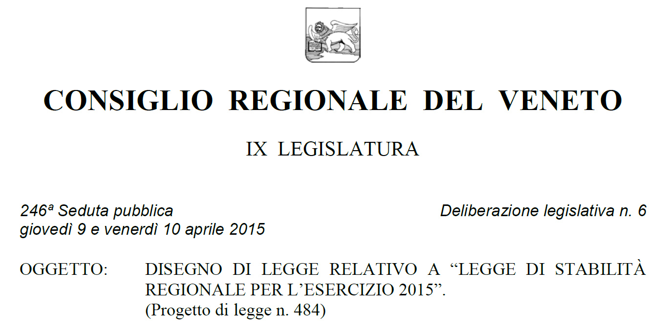 Legge di Stabilità Regionale 2015